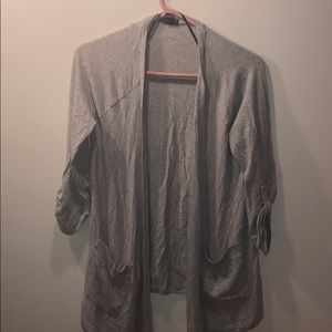 grey cardigan